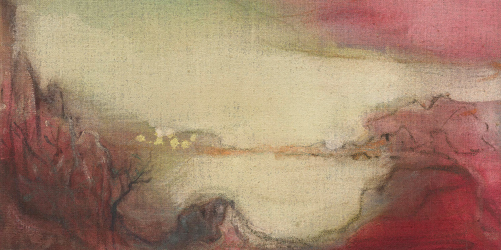 Leiko Ikemura, Pink Clouds, 2019, tempera and oil on jute