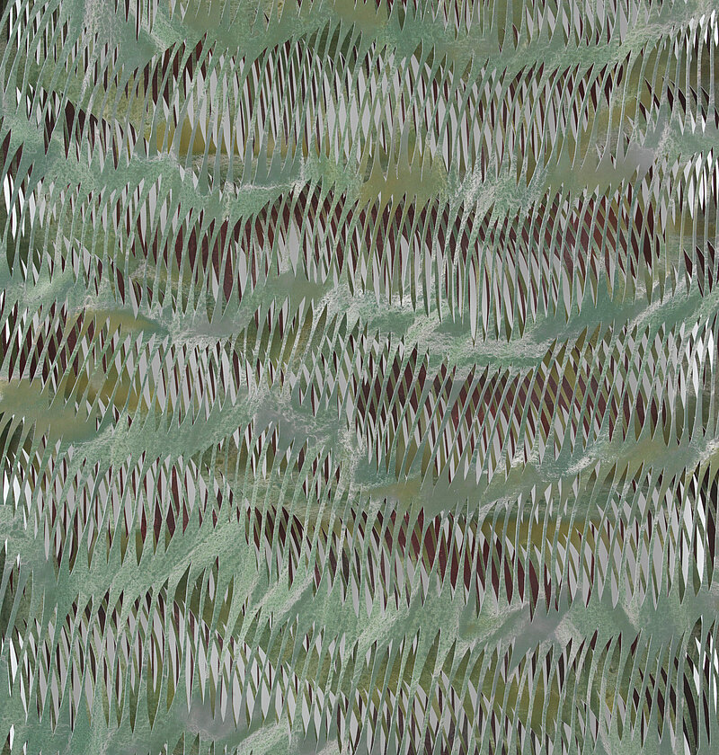 Georgia Russell, Charting the Invisible (green three layer), 2020 (Detail view)
