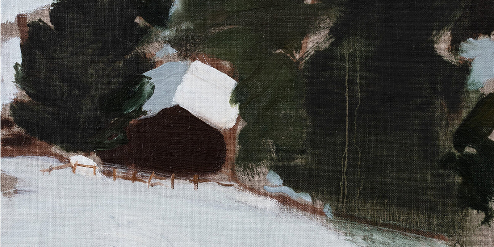 Gideon Rubin, Snow Hut, 2025, huile sur toile, 30.5 x 25.5 cm (détail)